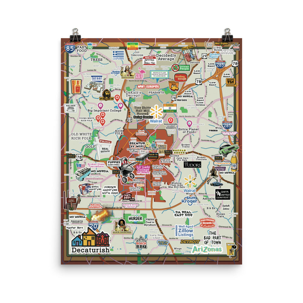 Decaturish - The best map of Decatur GA - 16x20 print