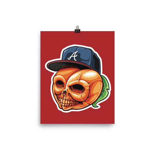 Peach Skull - Red - 8x10 - Print