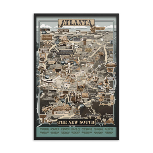 Atlanta Map Framed 24x36" Print