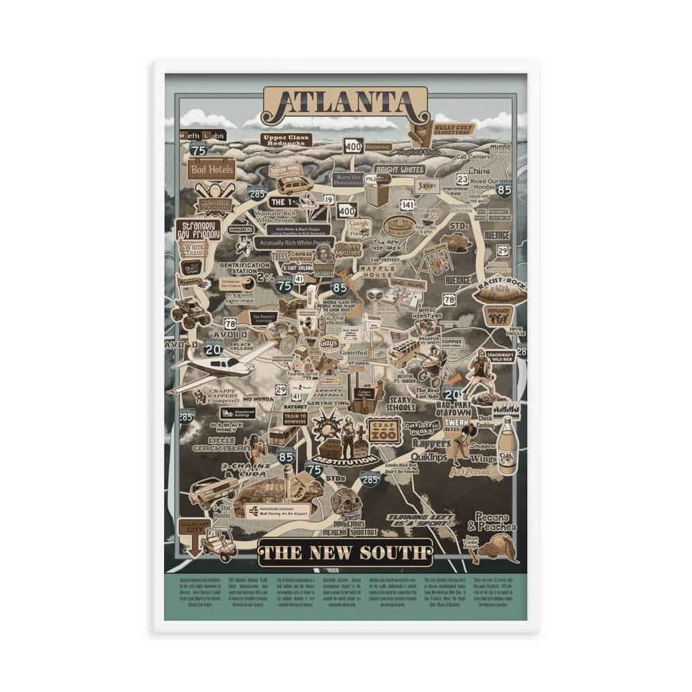 Atlanta Map Framed 24x36" Print